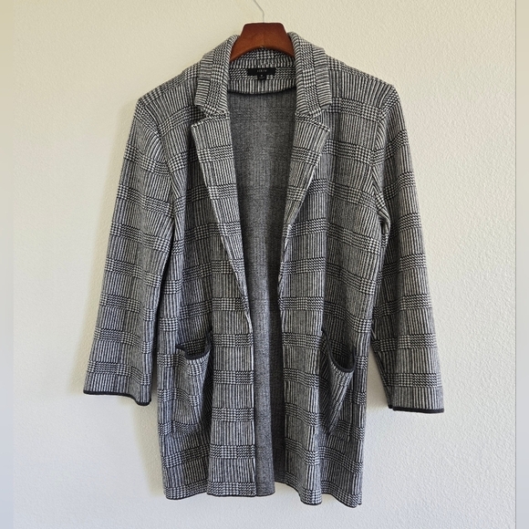 J. Crew Sophie Open Front Sweater Blazer Glen Plaid Wool Blend Size Medium - Picture 8 of 16